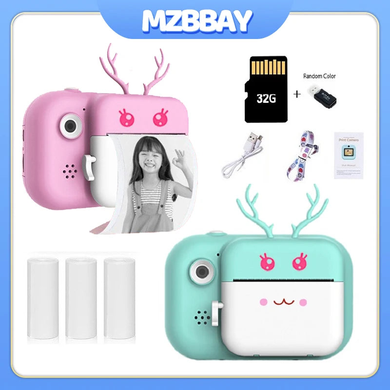Kids 1080P HD Digital Camera Toy – Thermal Print Selfie Gift