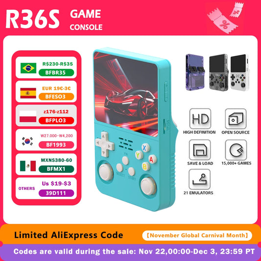 R36S Retro Handheld Game Console Toy – 3.5" IPS 64G