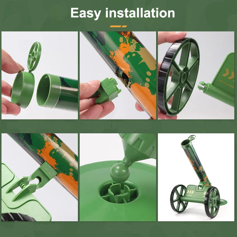 Kids Simulation Mortar Toy Set with Wheeled Cannon
