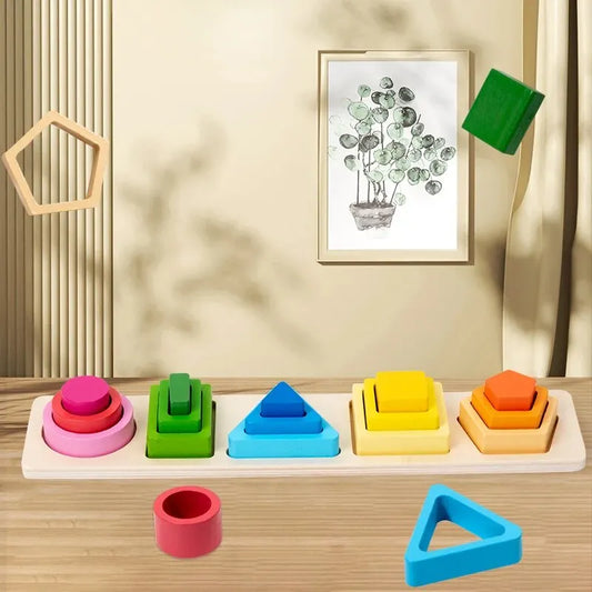 Montessori Wooden Stacking & Sorting Toy – Kids Educational Gift