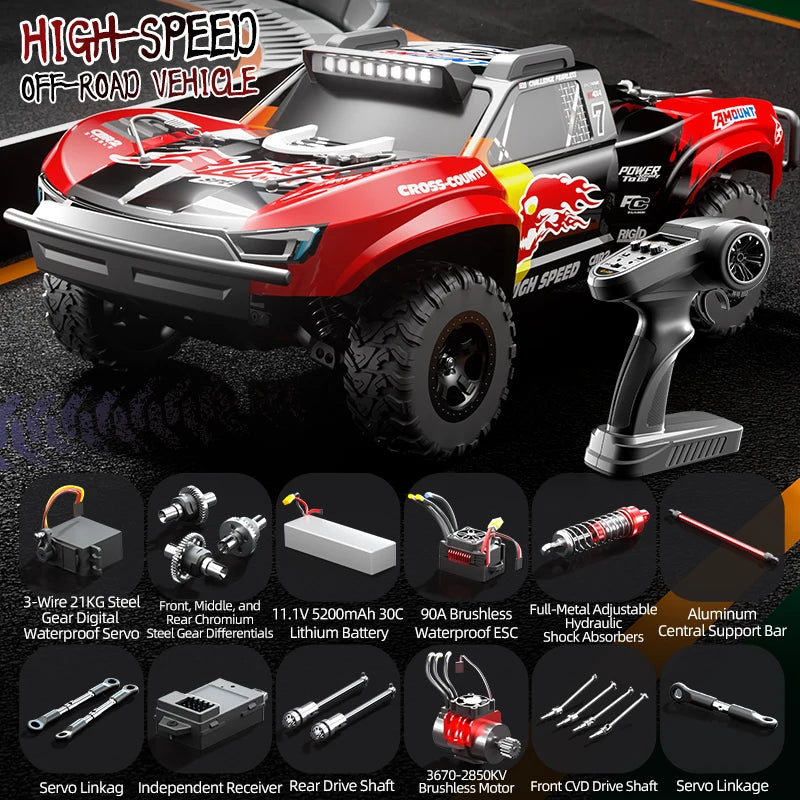 High-Speed 85KM/H RC Drift Car 4WD Alloy Toy