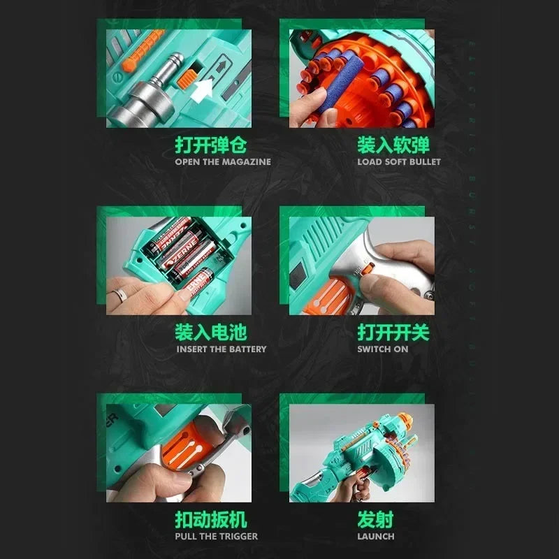 Kids Electric Nerf-Style Gatling Soft Bullet Gun Toy