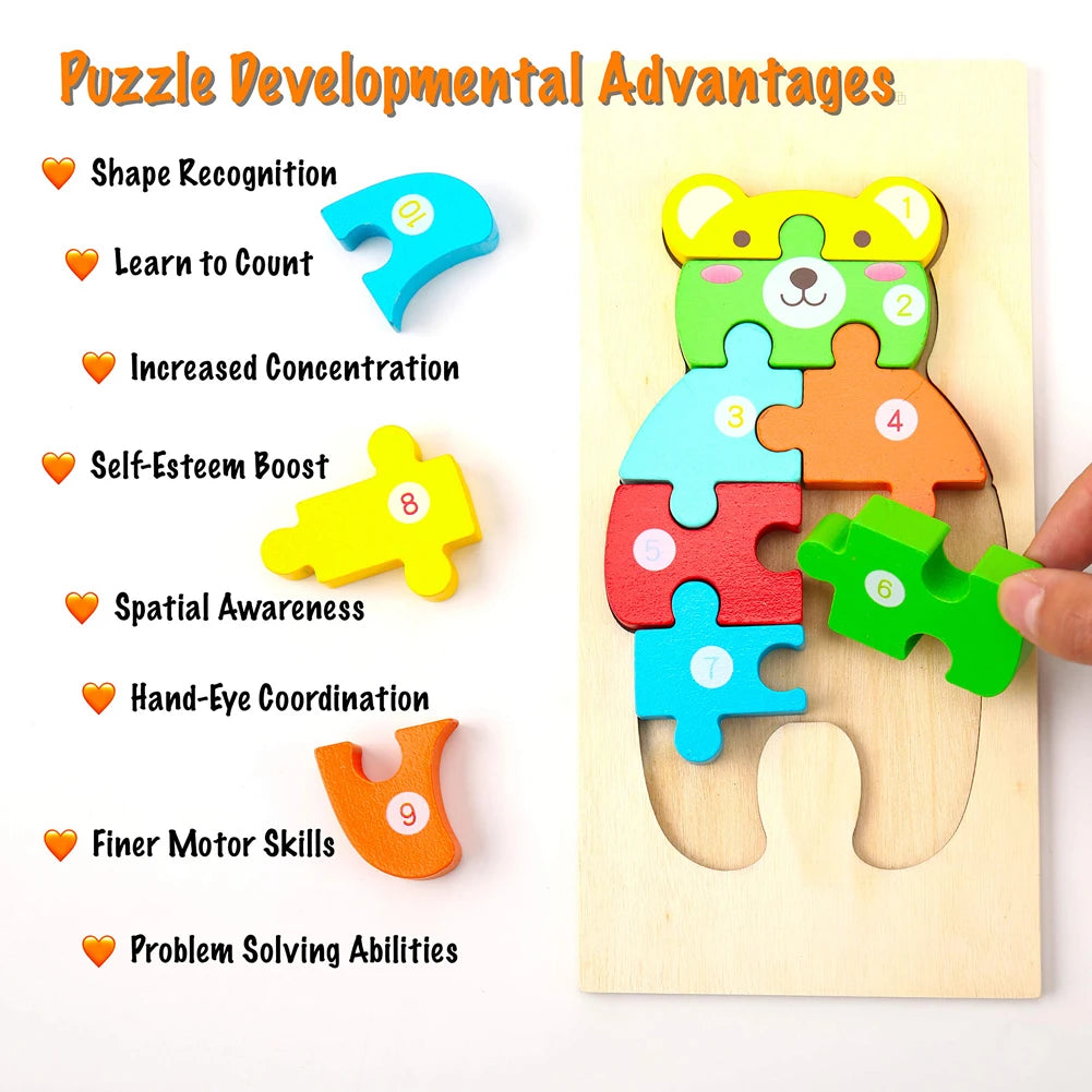 3D Wooden Animal Puzzle Toy