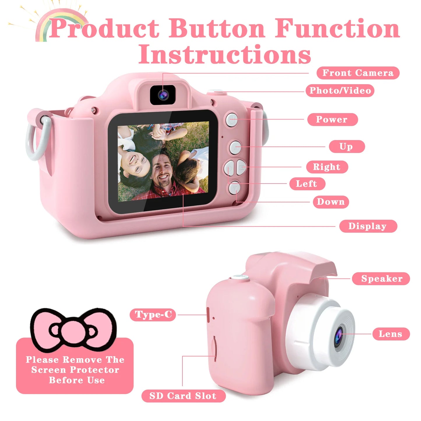 Cute Cat Kids Camera – Dual Lens HD Toy