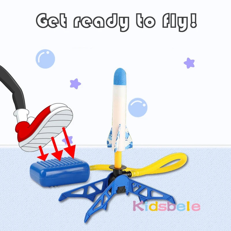 Kids Air Rocket Foot Pump Launcher Outdoor Toy Set