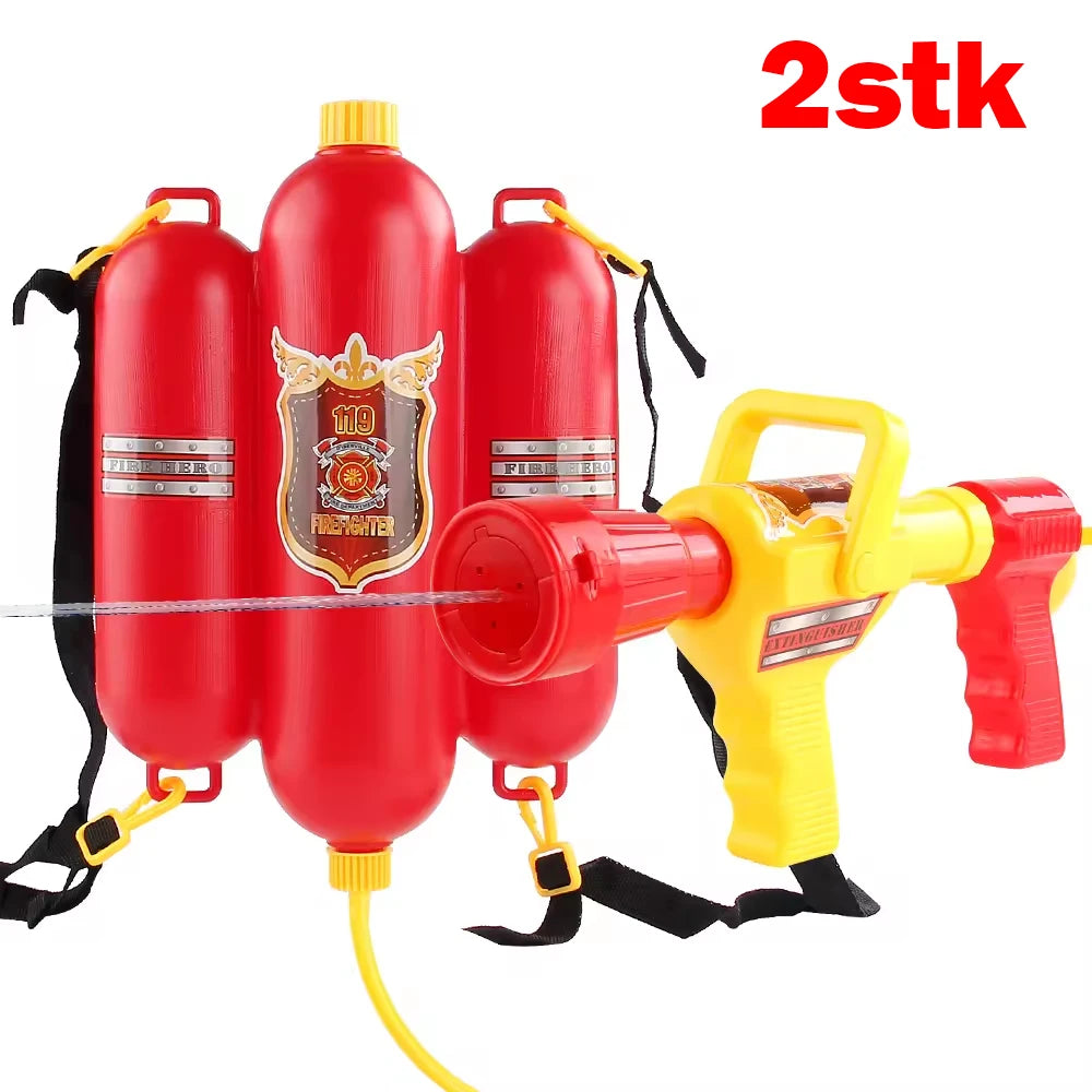 Firefighter backpack water gun toy with pistol spray
