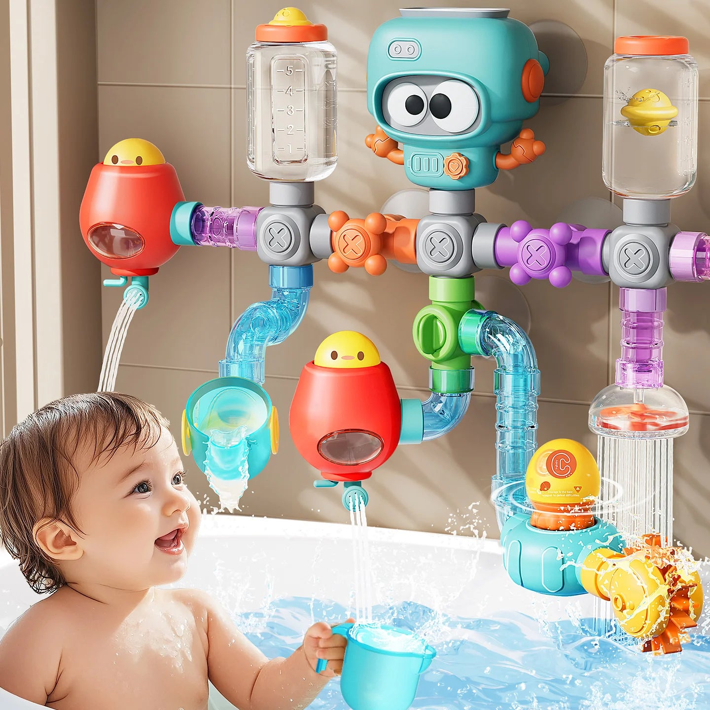 Toddler Water Toy – Bath Spinner Game with Suction Cups