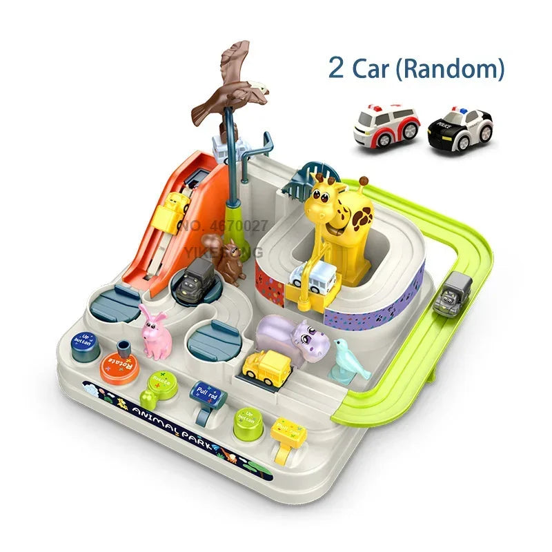 Kids Racing Rail Car Track Adventure Playset Toy with Rocket & Train