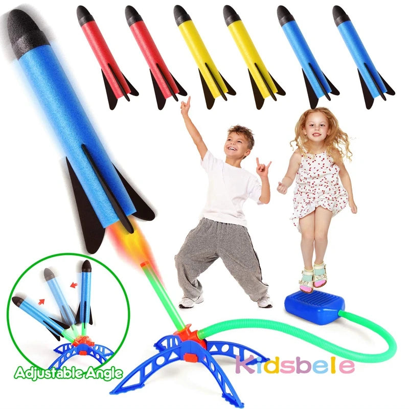 Kids Air Rocket Foot Pump Launcher Outdoor Toy Set