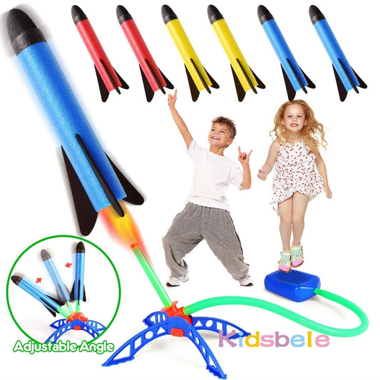 Kids Air Rocket Foot Pump Launcher Outdoor Toy Set