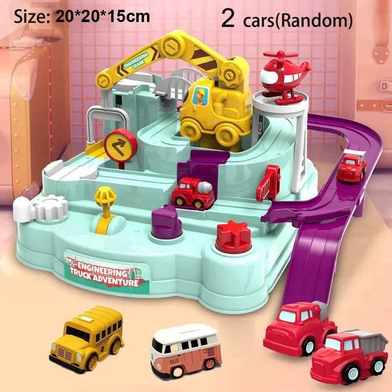 Kids Racing Rail Car Track Adventure Playset Toy with Rocket & Train