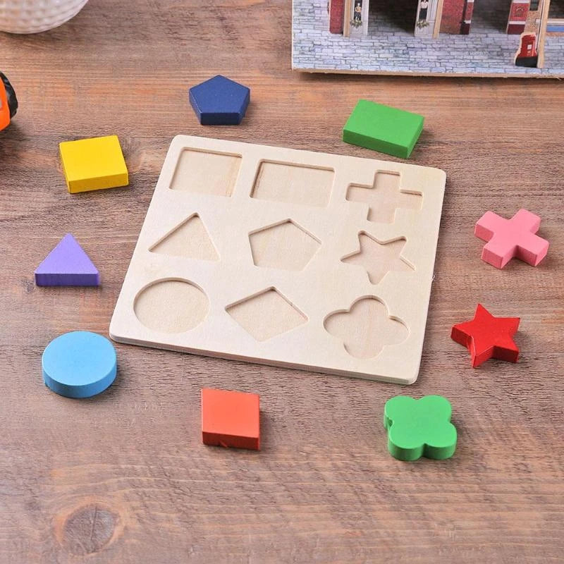 Wooden Geometric 3D Puzzle – Montessori Learning Toy for Kids