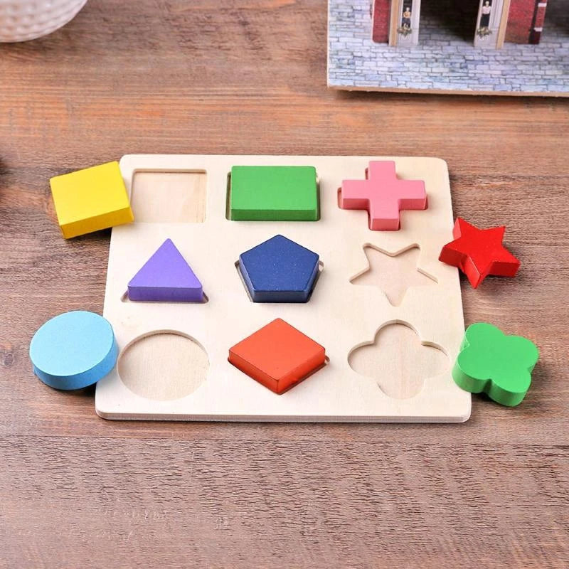Wooden Geometric 3D Puzzle – Montessori Learning Toy for Kids