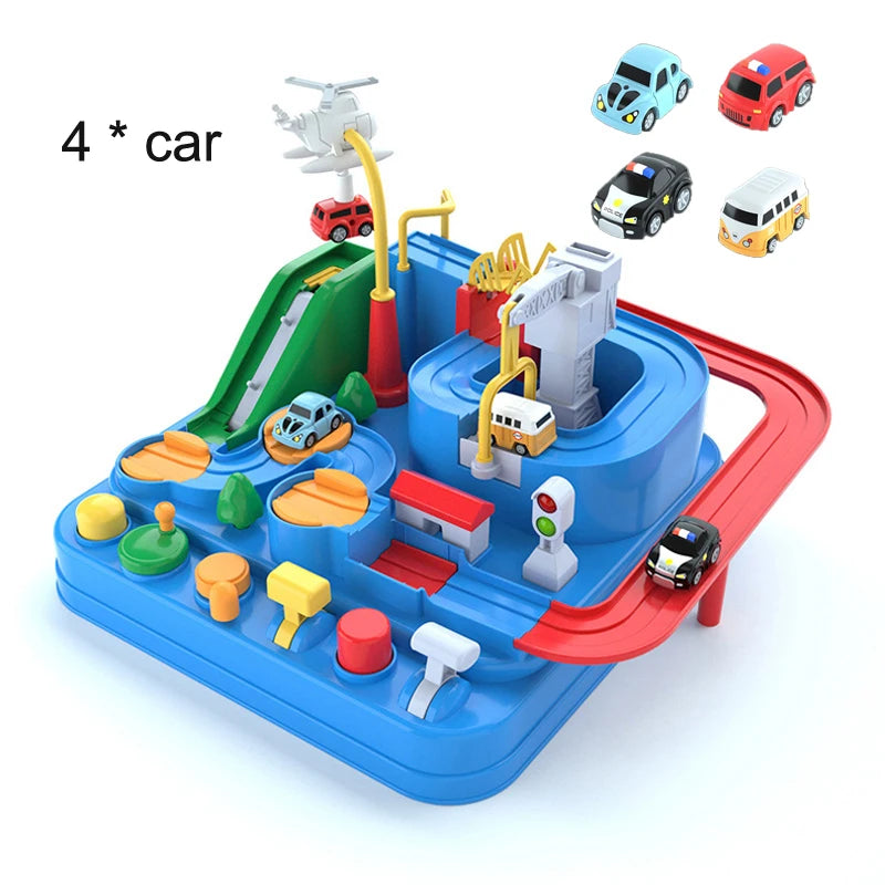Kids Racing Rail Car Track Adventure Playset Toy with Rocket & Train
