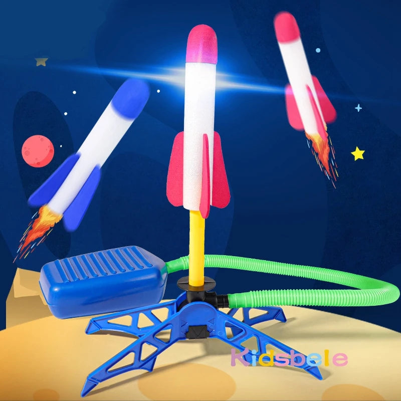 Kids Air Rocket Foot Pump Launcher Outdoor Toy Set
