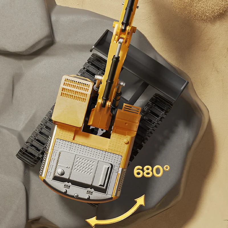 Alloy RC Excavator Toy – Lights & Sound
