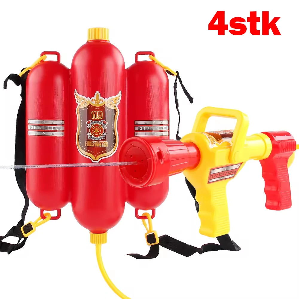 Firefighter backpack water gun toy with pistol spray