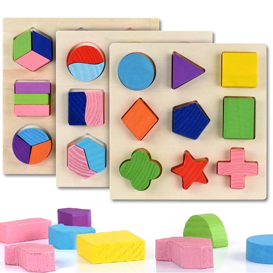 Wooden Geometric 3D Puzzle – Montessori Learning Toy for Kids