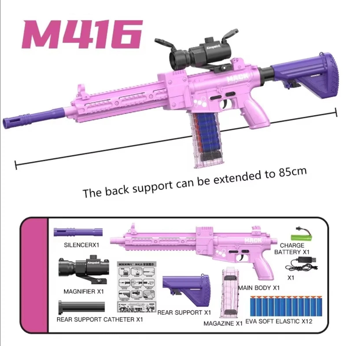 Kids Soft Bullet Submachine Gun Toy with Target