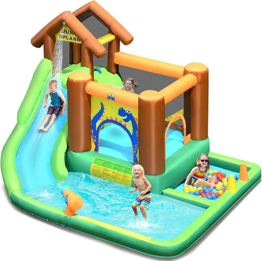 6-in-1 Inflatable Water Slide & Bounce House – Kids Outdoor Fun Combo