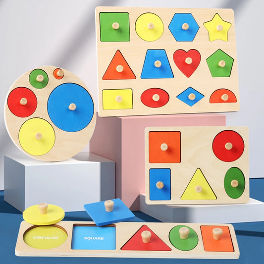 Geometric Wooden Puzzle Board – Kids Educational Toy