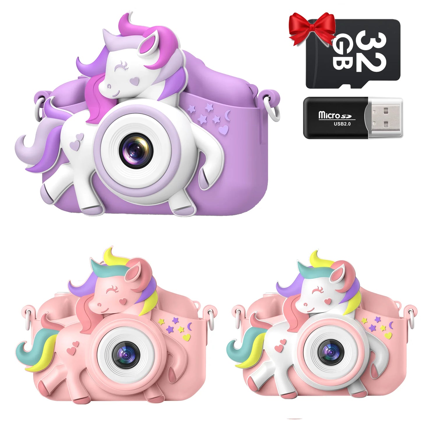 2.0" Kids 20MP HD Digital Camera – Cartoon Selfie Toy with 32GB Card