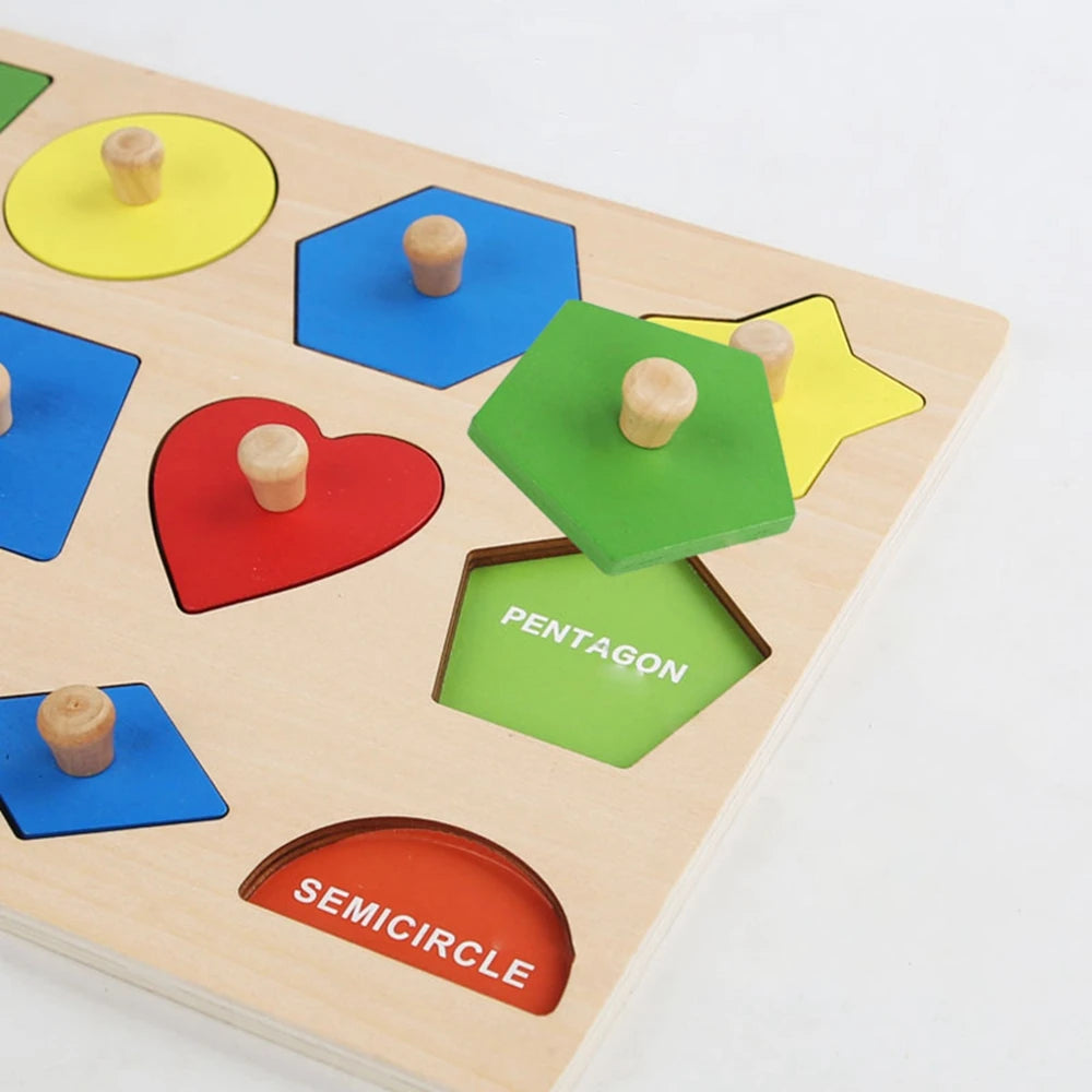Geometric Wooden Puzzle Board – Kids Educational Toy