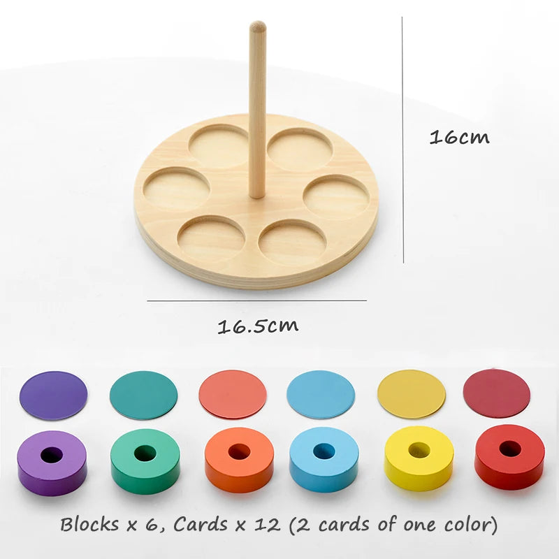 Montessori Rainbow Stacking Blocks – Wooden Educational Toy for Toddlers