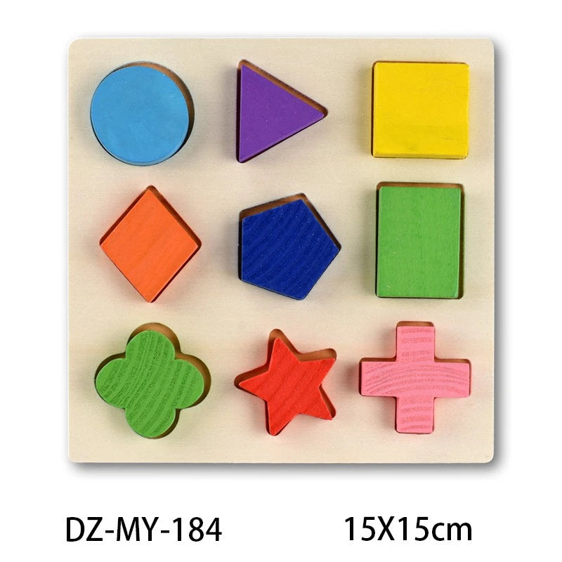 Wooden Geometric 3D Puzzle – Montessori Learning Toy for Kids