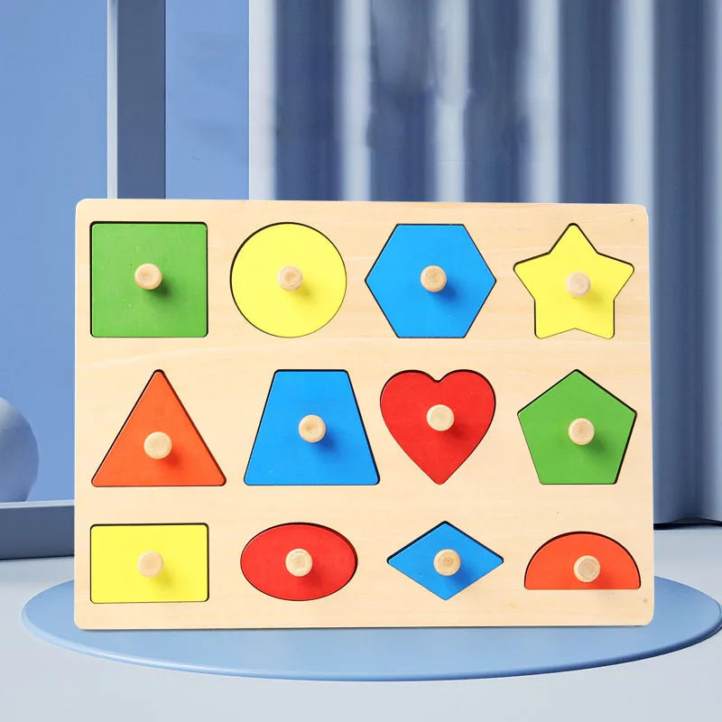 Geometric Wooden Puzzle Board – Kids Educational Toy