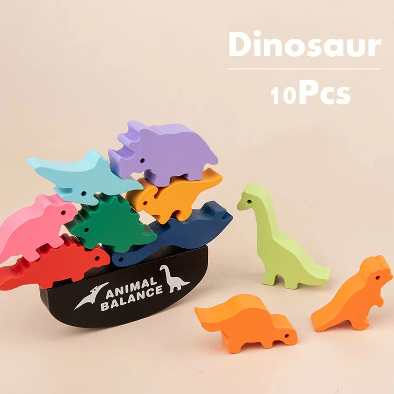 Animal Dinosaur Wooden Balance Blocks Toy