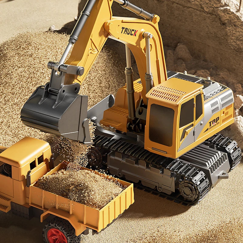 Alloy RC Excavator Toy – Lights & Sound