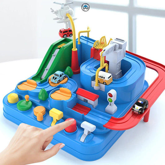 Kids Racing Rail Car Track Adventure Playset Toy with Rocket & Train