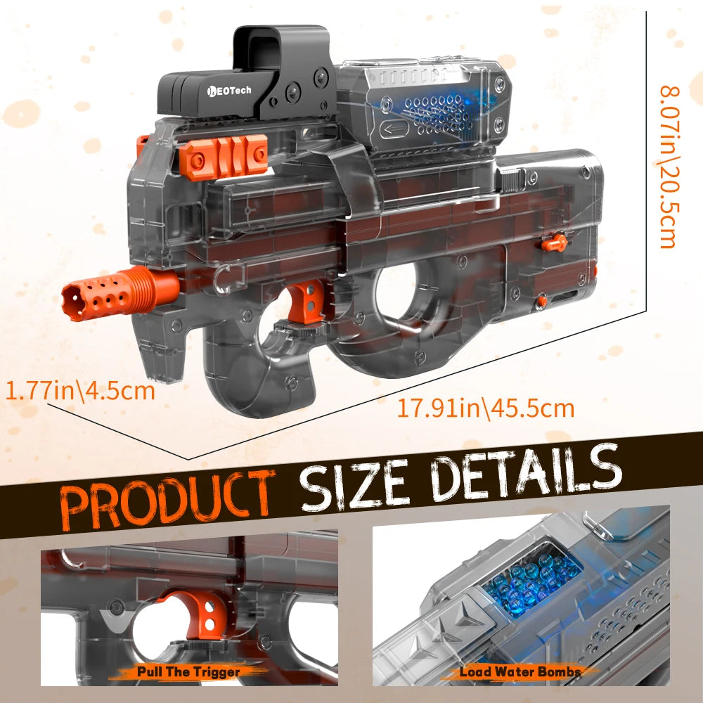 Electric Transparent Black Gel Blaster – Fully Automatic Outdoor Toy
