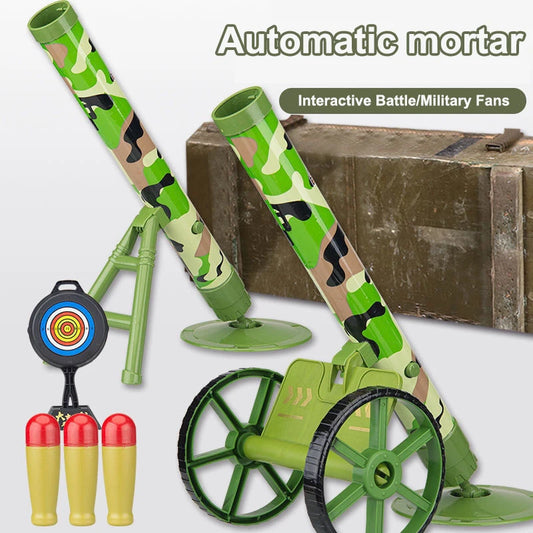 Kids Simulation Mortar Toy Set with Wheeled Cannon